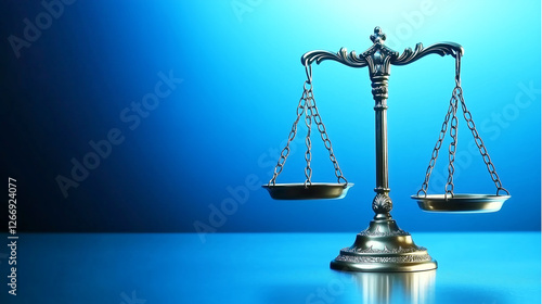 Scales of Justice on Blue Background – Perfect for Law, Legal Firms & Judicial Concepts,  ideal for law firms, judicial themes, and legal marketing materials.