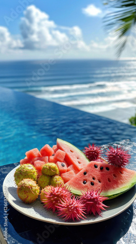 Tropical Fruit Platter by the Pool photo