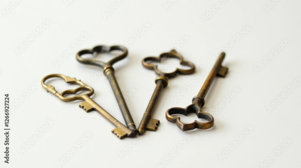 Antique Brass Keys with Unique Shapes Antique Brass Keys with Unique Shapes