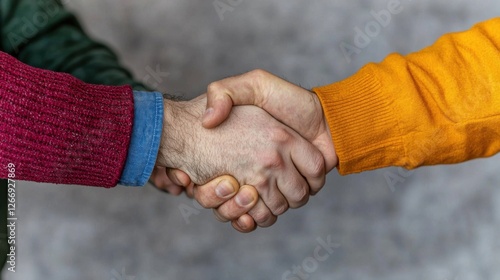 Two People Engaging in a Firm and Positive Handshake Symbolizing Agreement Trust and Professional Collaboration in Business