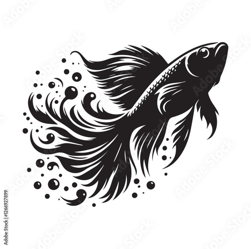 Fish jumping vector silhouette SH