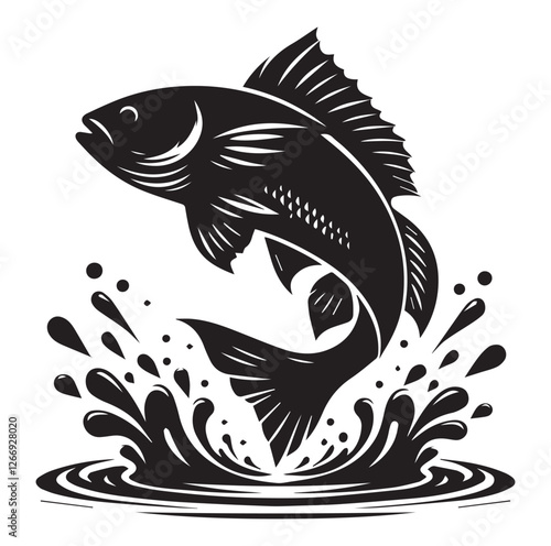 Fish jumping vector silhouette SH