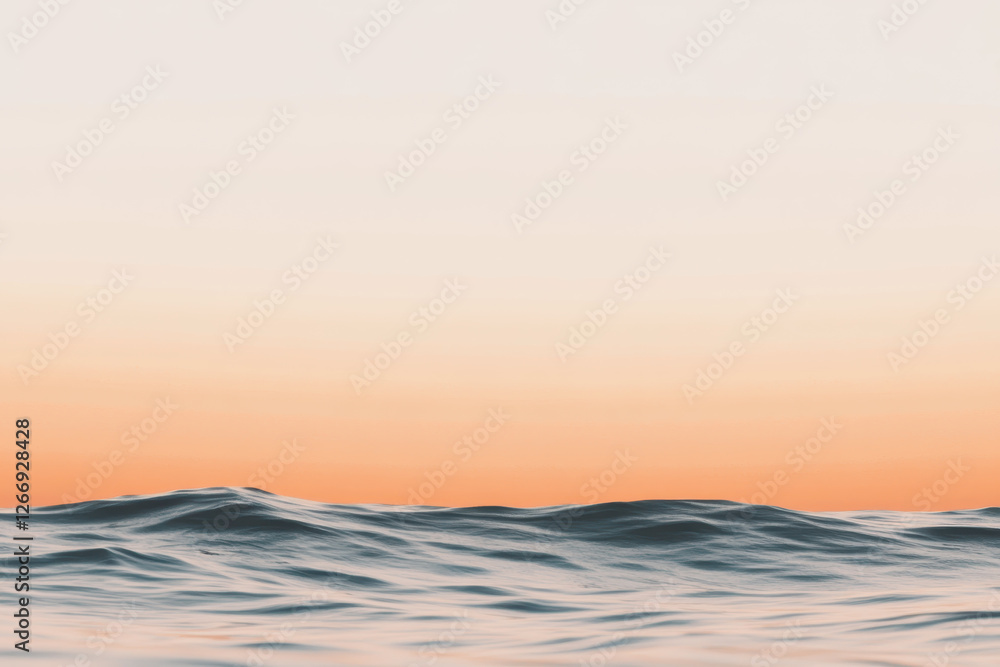 Minimalist ocean waves with a soft pastel sky at sunset, serene and calming seascape Minimalist ocean waves with a soft pastel sky at sunset, serene and calming seascape