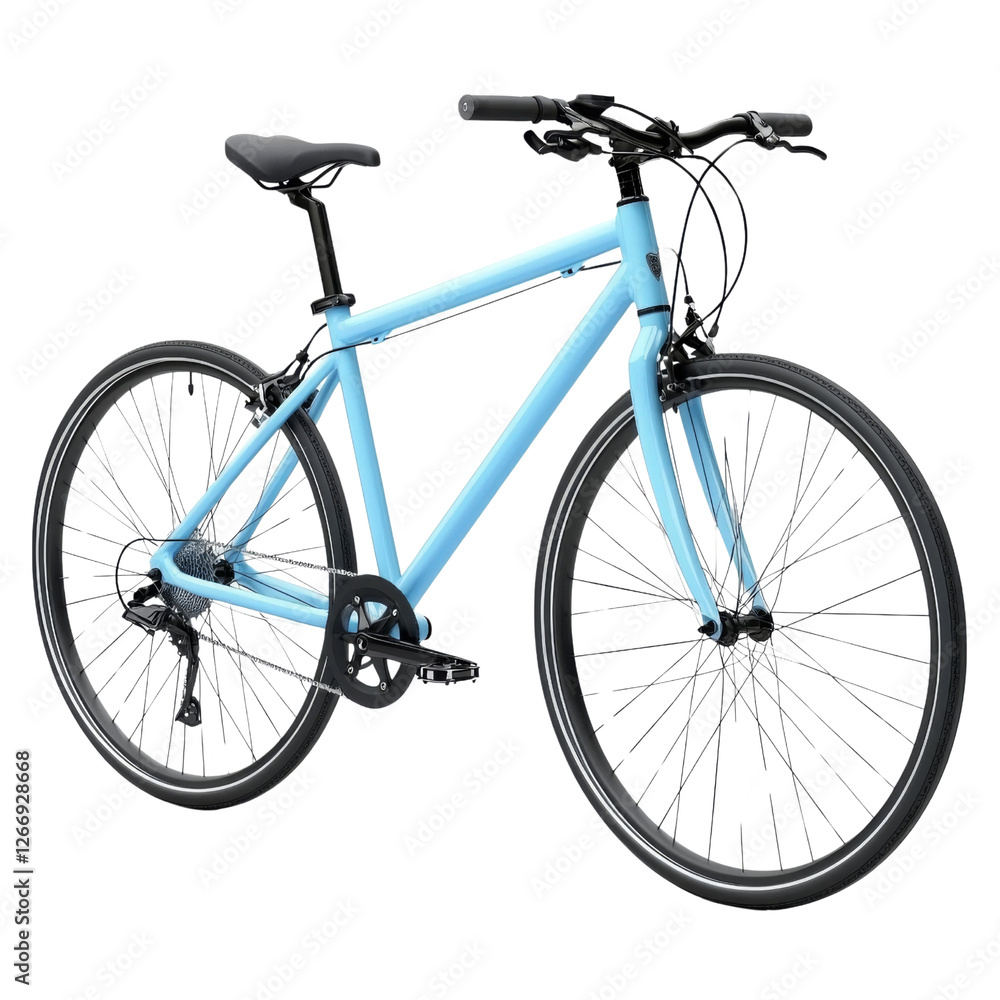 Obraz premium sleek blue bicycle with minimalist design, featuring thin tires and lightweight frame, perfect for urban commuting and leisure rides