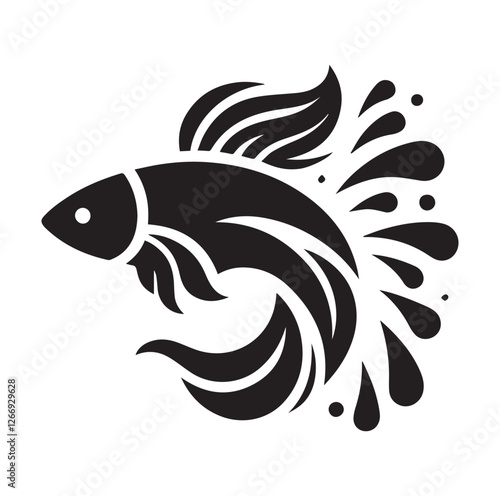 Fish jumping vector silhouette SH