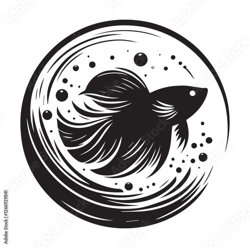 Fish jumping vector silhouette SH
