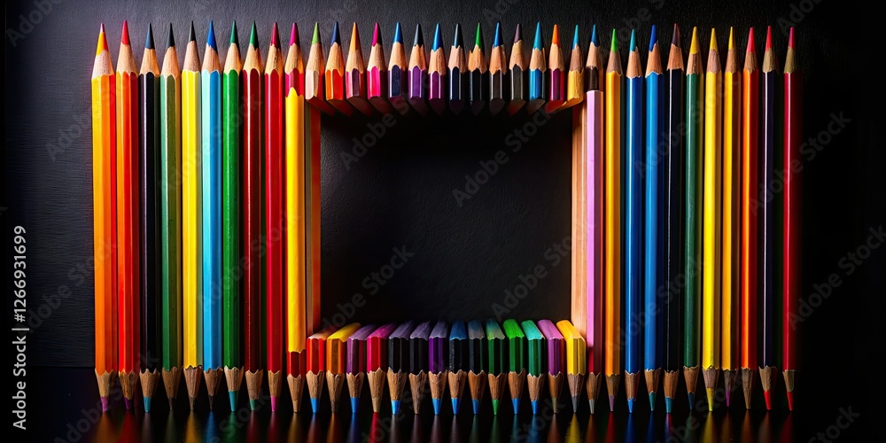 Fototapeta premium Artistic pencil arrangement creates a striking silhouette, sharp edges highlighted by dramatic lighting.