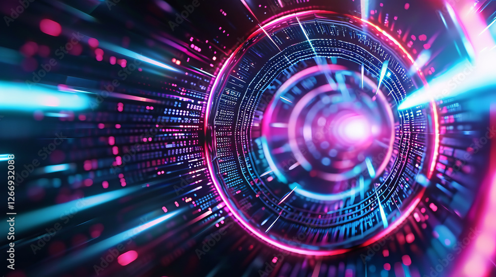 Cybernetic Vortex: A mesmerizing digital art piece depicting a vibrant, neon-lit vortex of data streams and binary code, radiating energy and technological prowess. Cybernetic Vortex: A mesmerizing digital art piece depicting a vibrant, neon-lit vortex of data streams and binary code, radiating energy and technological prowess.