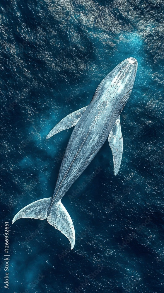 Naklejka premium Aerial View of a Humpback Whale in the Ocean