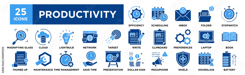 Fototapeta premium Productivity icon collection set. Containing design business, work, efficiency, strategy, performance, process, success 