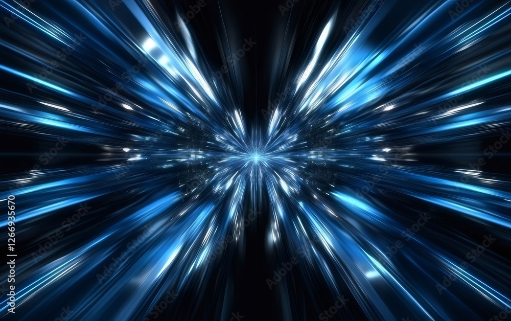 Blue light speed tunnel, digital art, abstract background Blue light speed tunnel, digital art, abstract background