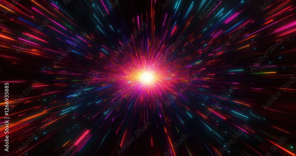 Dynamic Explosion of Colorful Lines with Neon Glow in Digital Art Style Dynamic Explosion of Colorful Lines with Neon Glow in Digital Art Style