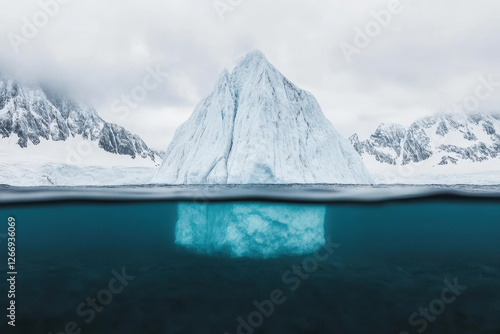 Wallpaper Mural Massive iceberg partially submerged in Arctic waters showing its hidden underwater structure Torontodigital.ca