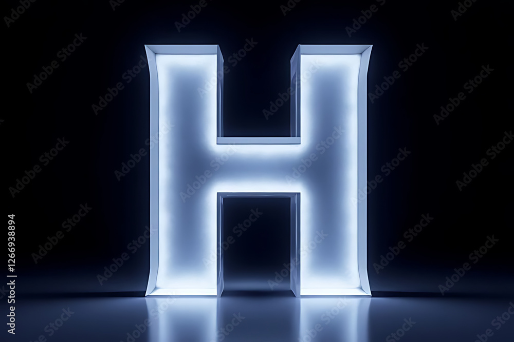 3D render of letter H of a white and blue horse on a black background. 3D render of letter H of a white and blue horse on a black background.
