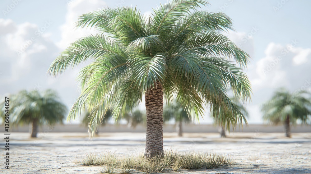 Obraz premium Serene Oasis: Palm Trees Under a Sunny Sky