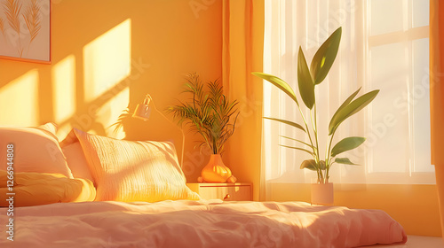 Luxury Bedroom Interior with Comfortable Bedding and Stylish Decor