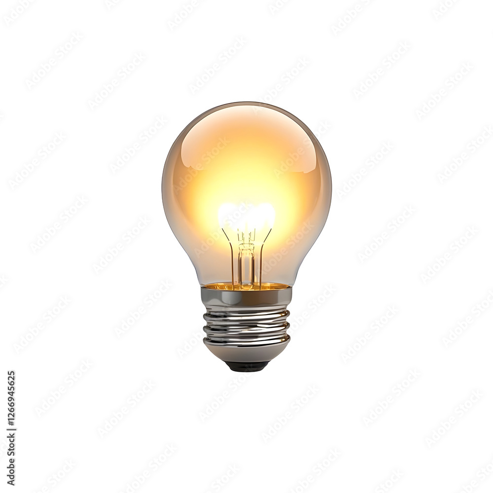 A glowing 3D-rendered light bulb icon with a soft, warm light. The glass is slightly A glowing 3D-rendered light bulb icon with a soft, warm light. The glass is slightly