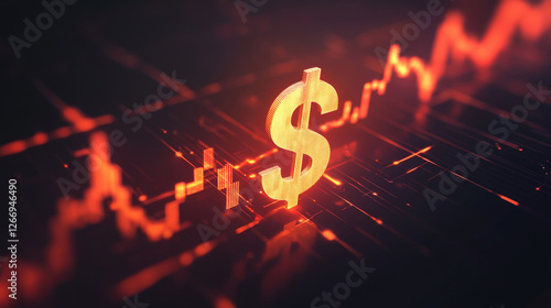 Glowing digital dollar sign symbolizing financial technology, cryptocurrency, investment, and modern digital economy