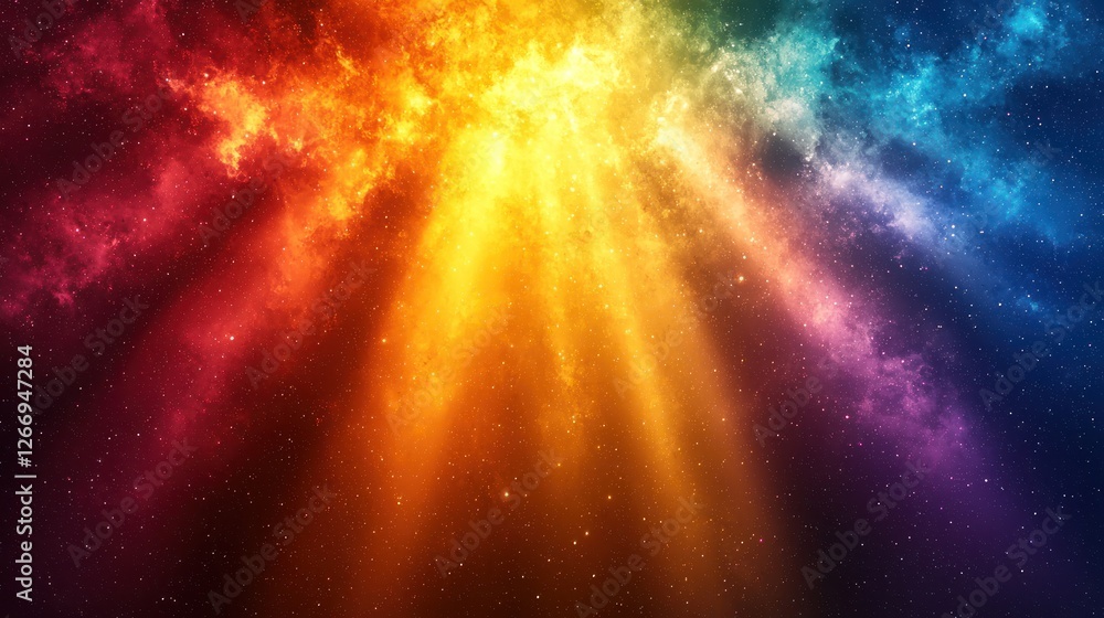 Naklejka premium Cosmic Rainbow: A Celestial Symphony of Light and Color