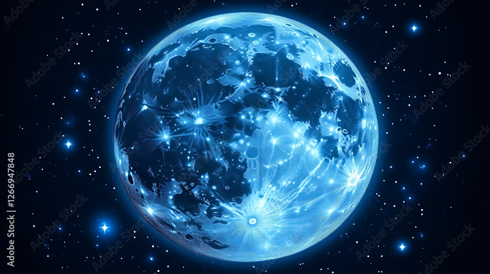 Global Network Illuminated Blue Planet In Space Global Network Illuminated Blue Planet In Space