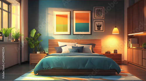 Luxurious Bedroom Interior Design with Comfortable Furniture and Natural Light