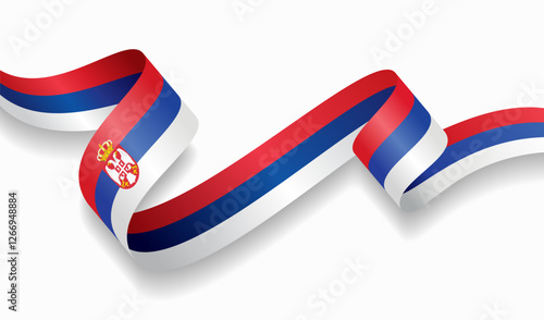 Serbian flag wavy abstract background. Vector illustration.
