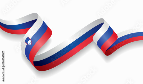 Slovenian flag wavy abstract background. Vector illustration.