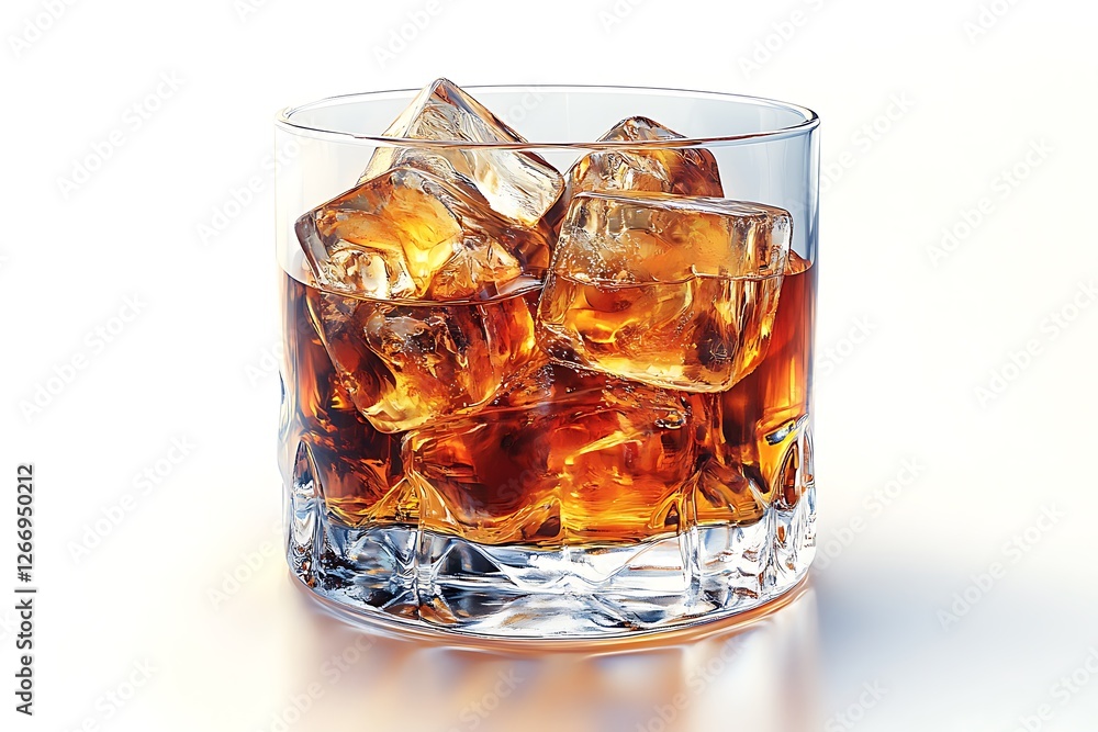 Close-up of a glass of whiskey with ice Close-up of a glass of whiskey with ice