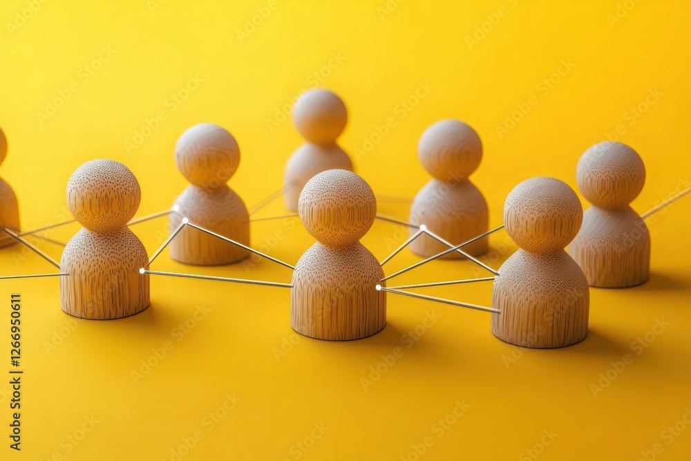 Obraz premium Human Resources Recruitment Connection Wooden People Teamwork Communication Structure