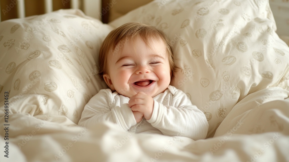 Giggles and Joy: A Happy Baby in Bed Giggles and Joy: A Happy Baby in Bed