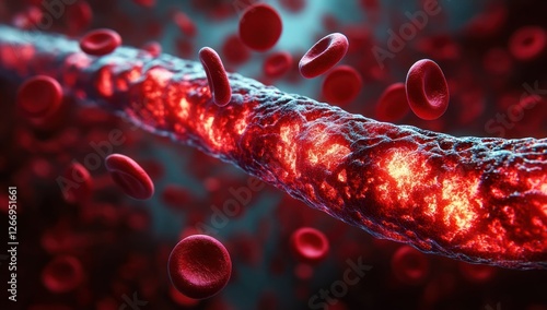 Blood Clot Obstructing Blood Vessel Flow in Erythrocytes Thrombosis and Emergency Healthcare