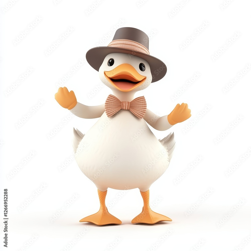 Obraz premium Dancing Duck in Vibrant 3D Cartoon Style, Playful and Colorful Character, Joyful Movement, Whimsical Scene, Engaging and Fun Design