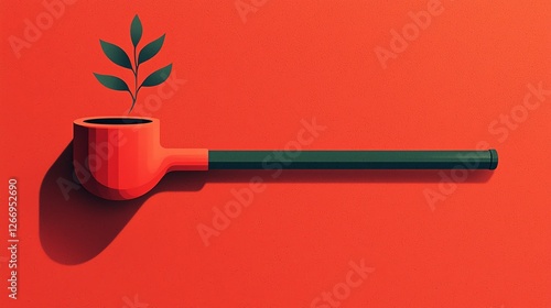 Minimalist pipe illustration, simple and stylish with subtle festive accents photo