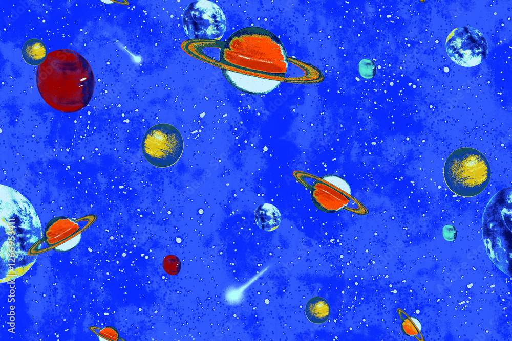 Naklejka premium seamless pattern with solar system