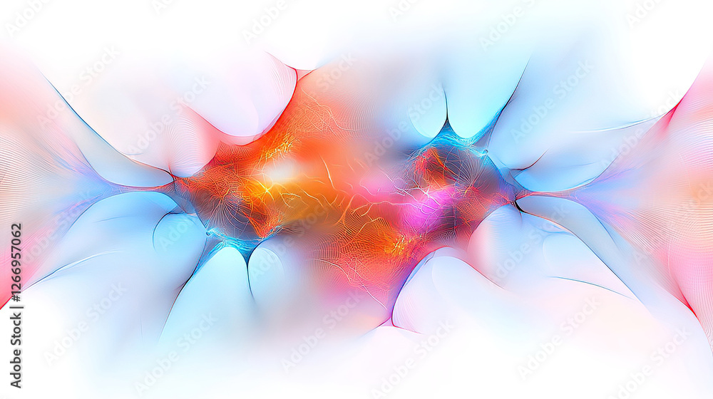 Obraz premium AI-generated artwork, a detailed painting with vibrant colors. Colorful Abstract Background with Flowing Shapes and Light