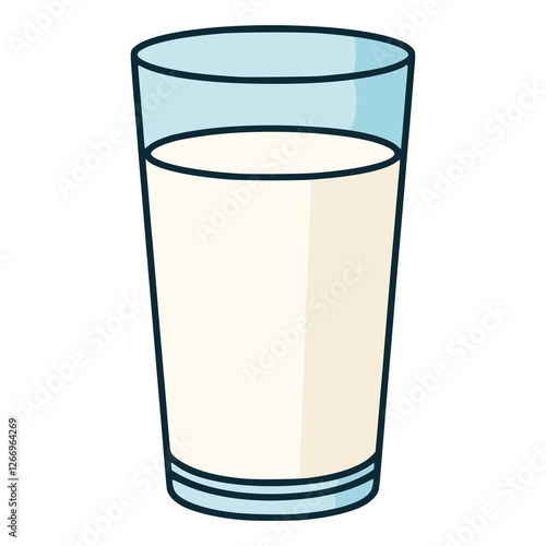a glass of milk drink beverage nature flat color vector illustration template design