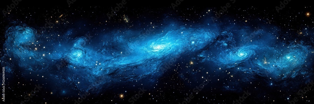 Obraz premium Vibrant Blue Galaxy with Nebulae and Stars in Cosmic Space