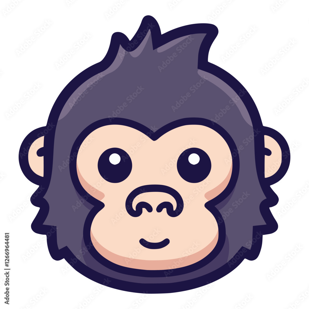 cute gorilla head wild animal cartoon character flat color vector illustration template design cute gorilla head wild animal cartoon character flat color vector illustration template design