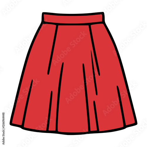 red skirt fashion lifestyle flat color vector illustration template design