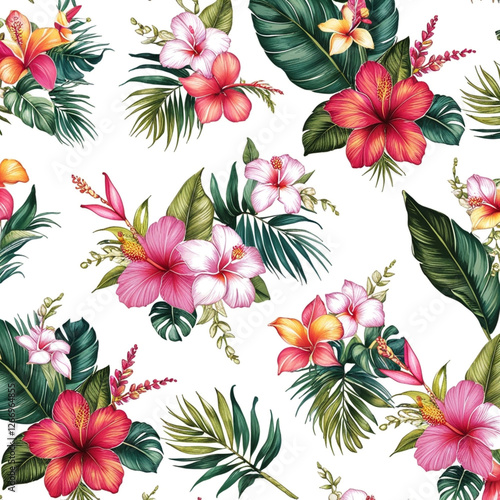 Trendy Floral pattern in the many kind of flowers. Tropical botanical . Seamless vector texture. Elegant template for fashion prints. Printing with in hand drawn style on white background.
