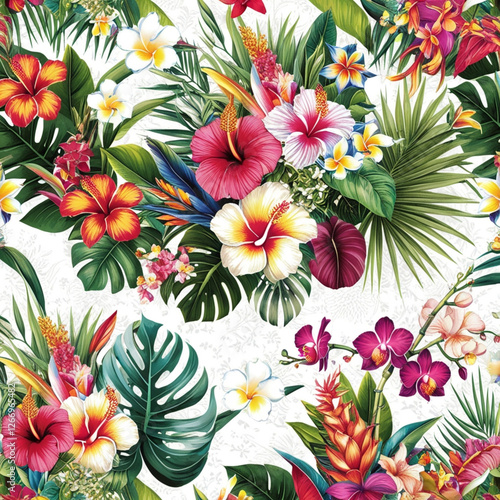 Trendy Floral pattern in the many kind of flowers. Tropical botanical . Seamless vector texture. Elegant template for fashion prints. Printing with in hand drawn style on white background.
