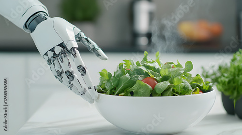 Futuristic Boston Dynamics Robot Cooking Dinner in a Modern Kitchen
 photo