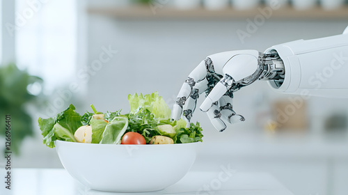 Futuristic Boston Dynamics Robot Cooking Dinner in a Modern Kitchen
 photo