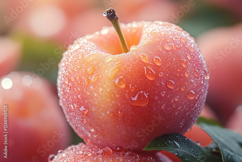Dewdrops Adorn Ripe Plums Fresh From The Orchard