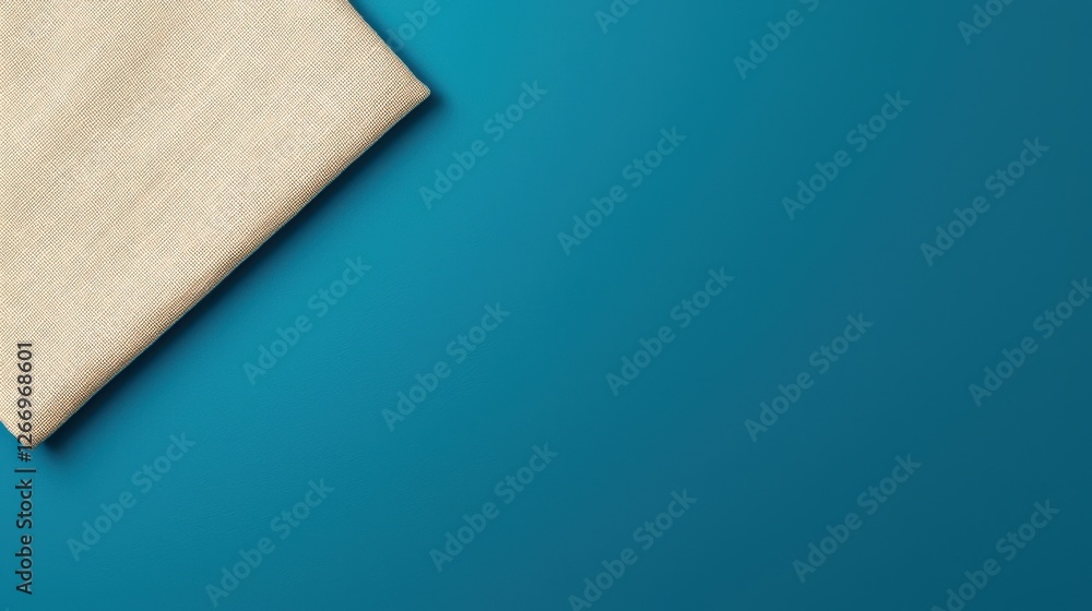 Fototapeta premium Neutral Fabric Texture on Vibrant Teal Background for Design Use