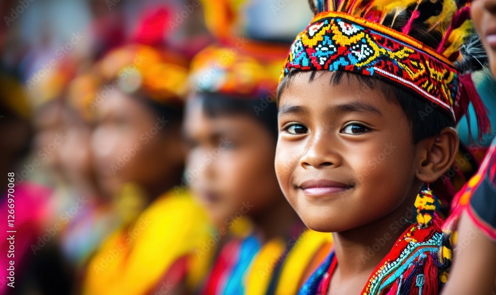 Smiling Girl in Traditional Colorful Attire Smiling Girl in Traditional Colorful Attire