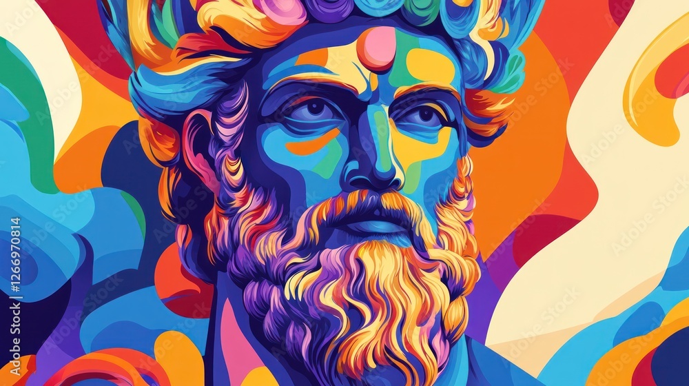 Colorful bust, abstract background, artistic rendering, digital art, graphic design Colorful bust, abstract background, artistic rendering, digital art, graphic design