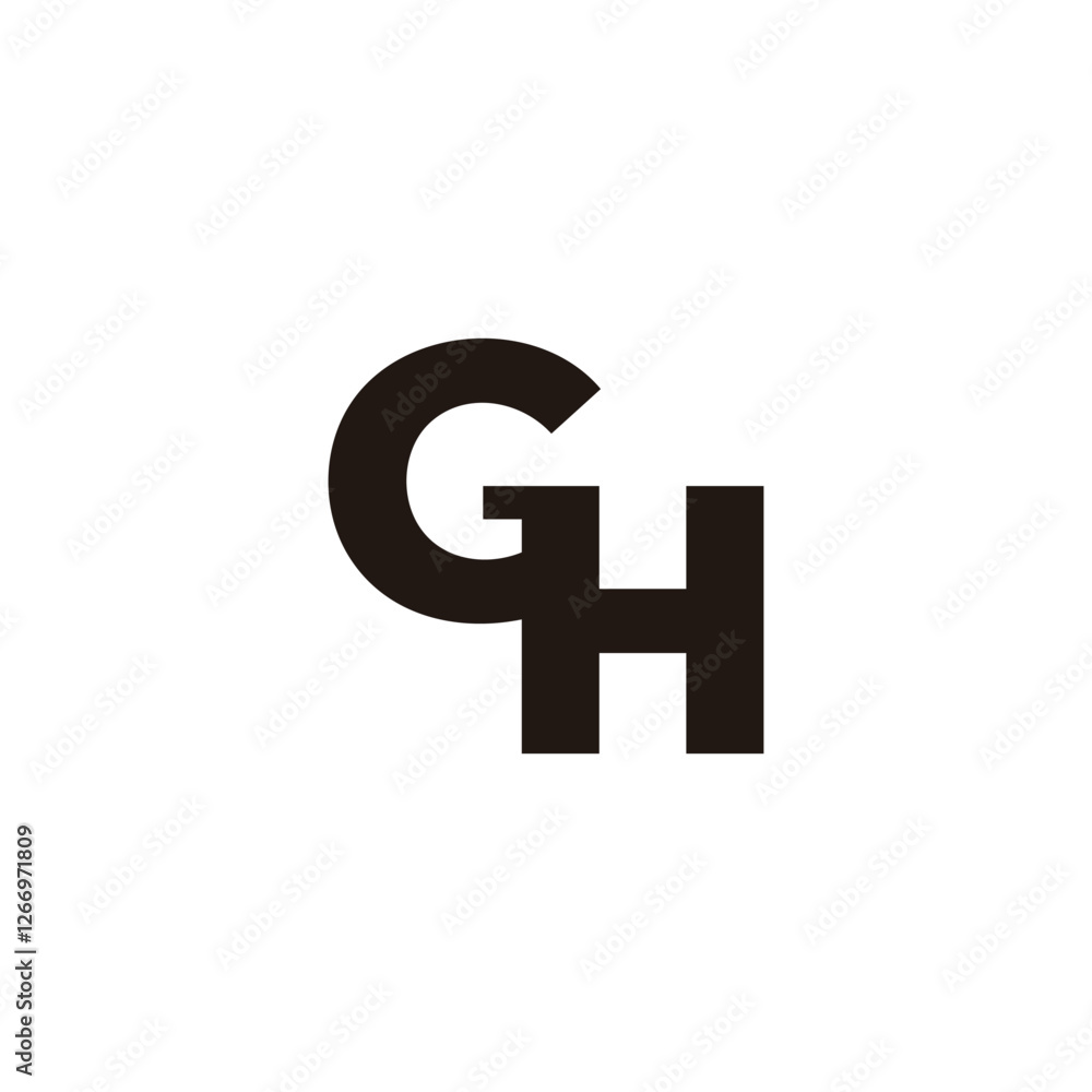 letter gh simple black geometric font logo vector letter gh simple black geometric font logo vector