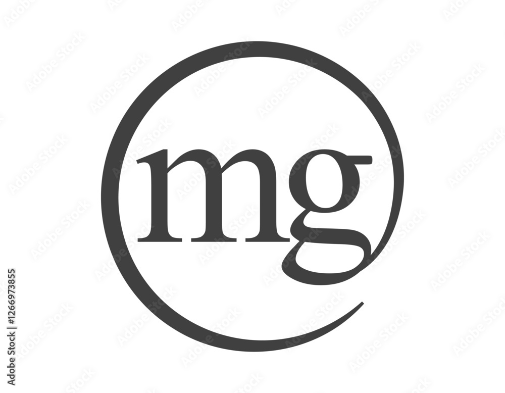 MG logo from two letter with circle shape email sign style. M and G round logotype of business company MG logo from two letter with circle shape email sign style. M and G round logotype of business company