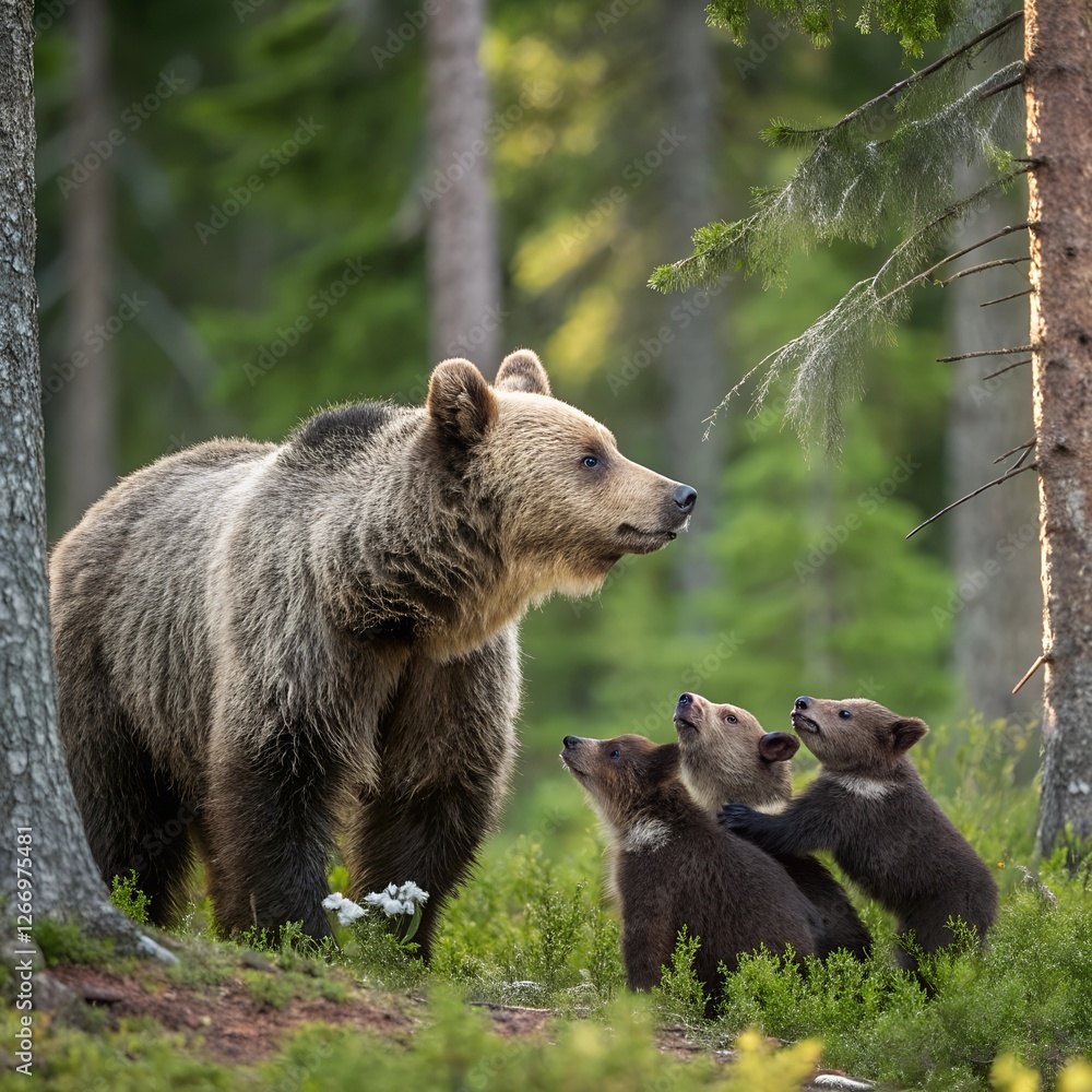 Fototapeta premium brown bear in the forest